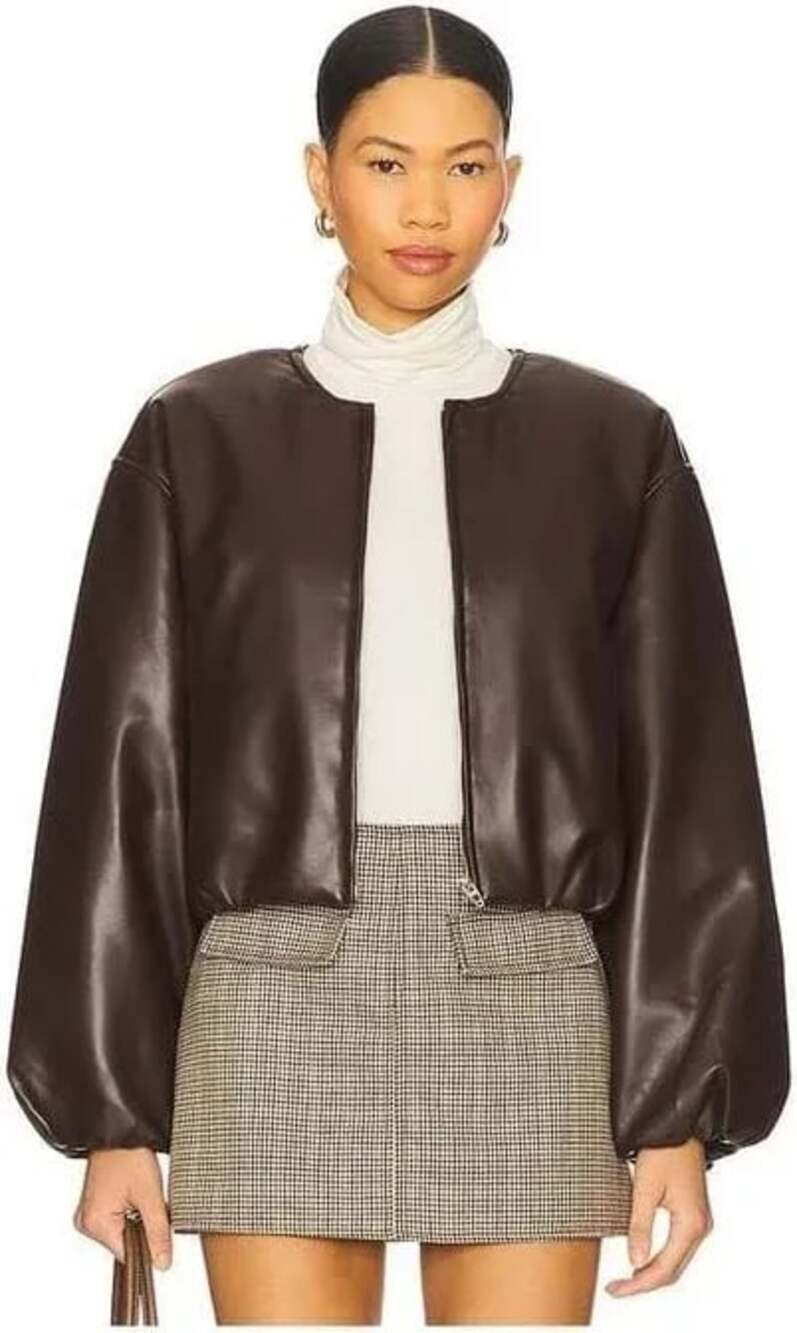 BLANKNYC Cropped Leather Bomber in Grand Slam- Size M, Never Worn